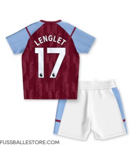 Günstige Aston Villa Clement Lenglet #17 Heimtrikotsatz Kinder 2023-24 Kurzarm (+ Kurze Hosen)